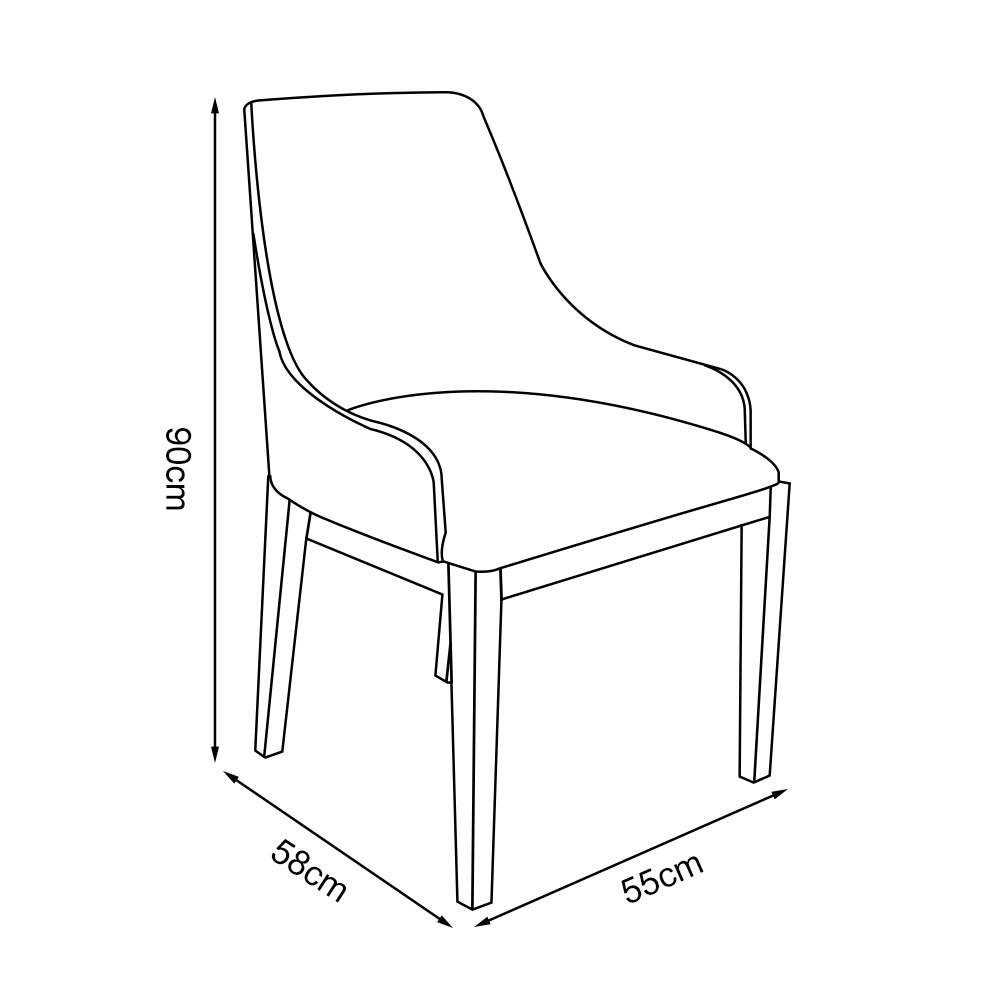 Mesa de Jantar 1,6m Safira Off White com 6 Cadeiras Elisa Linho Bege Madeira Maciça Preto - 6