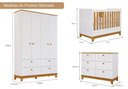 Ver imagem 6 de Quarto para Bebê Completo Guarda Roupa, Cômoda e Berço 100% Mdf Biscoito Permobili Branco/nature