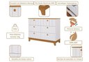 Ver imagem 4 de Quarto para Bebê Completo Guarda Roupa, Cômoda e Berço 100% Mdf Biscoito Permobili Branco/nature