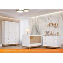 Ver imagem 7 de Quarto para Bebê Completo Guarda Roupa, Cômoda e Berço 100% Mdf Biscoito Permobili Branco/nature