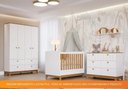 Ver imagem 7 de Quarto para Bebê Completo Guarda Roupa, Cômoda e Berço 100% Mdf Biscoito Permobili Branco/nature