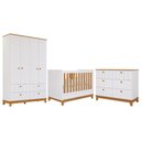 Ver imagem 2 de Quarto para Bebê Completo Guarda Roupa, Cômoda e Berço 100% Mdf Biscoito Permobili Branco/nature