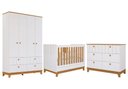 Ver imagem 2 de Quarto para Bebê Completo Guarda Roupa, Cômoda e Berço 100% Mdf Biscoito Permobili Branco/nature