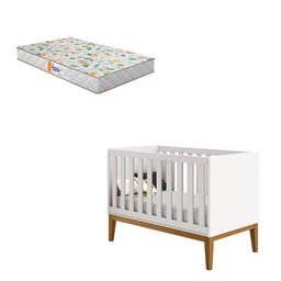 Berço Americano New Classic Branco com Pés Madeira e Colchão Gazin – Reller - 1