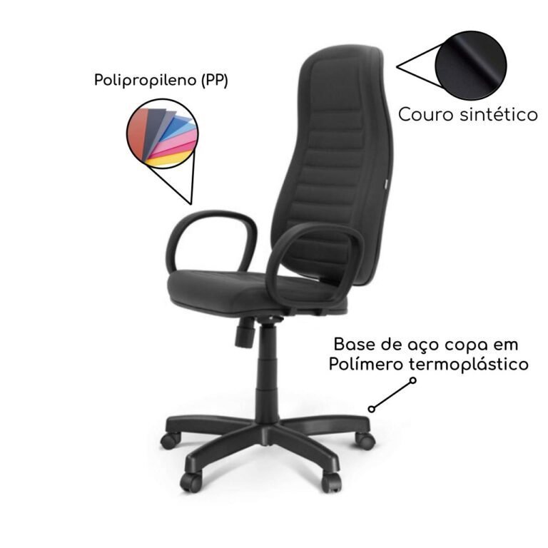 Cadeira Escritório Presidente ALTA c/ BRAÇO CORSA – COR PRETO -MARTIFLEX – 32958 - 4