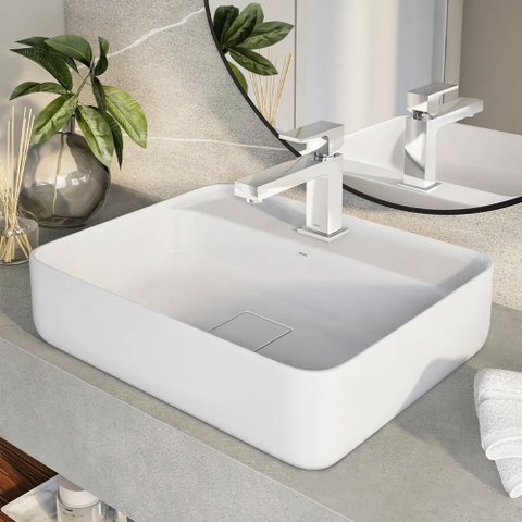 Cuba de Apoio Retangular com Mesa 50cm Branco Brilhante Deca