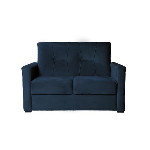 Sofá 2 Lugares Pequeno Alice e Porta Controle Herreiro Cores Cor:azul Marinho