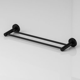 Porta Toalha Duplo de Banheiro 45cm Grego Metal Acessório Suporte Redondo Preto Fosco Athenas - 2