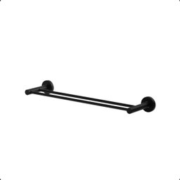 Porta Toalha Duplo de Banheiro 45cm Grego Metal Acessório Suporte Redondo Preto Fosco Athenas - 1