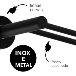 Porta Toalha Duplo de Banheiro 45cm Grego Metal Acessório Suporte Redondo Preto Fosco Athenas - 3