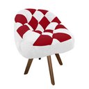 Ver imagem 2 de Poltrona Paloma Escritório Sala Giratória Madeira Suede Branco e Suede Vermelho - Dominic Decor