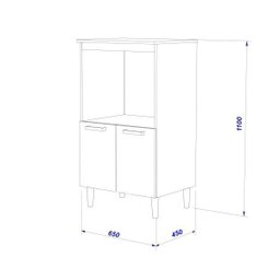 Balcão de Cozinha Inferior para Forno e Microondas Predilleta Verona 65cm 2 Portas Noce Salinas - 4