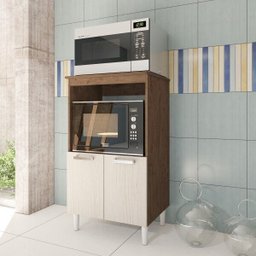 Balcão de Cozinha Inferior para Forno e Microondas Predilleta Verona 65cm 2 Portas Noce Salinas - 1