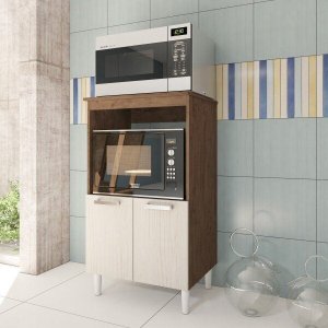 Balcão de Cozinha Inferior para Forno e Microondas Predilleta Verona 65cm 2 Portas Noce Salinas