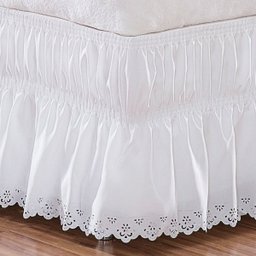 Saia Box Casal Padrão Perolla Bordado Ultrassônico - Branco - 3