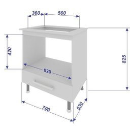 Balcão Cozinha Inferior para Cooktop e Forno Predilleta Veneza 70cm 2 Portas Branco - 3