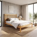 Ver imagem 1 de Cama Casal Rústica Madeira Maciça Jasmim Amarelo/Cera Mel