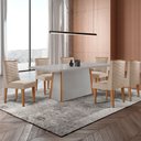 Ver imagem 1 de Mesa de Jantar Diane 180cm Tampo Mdf Vidro com 6 Cadeiras Safira Moderna Mobília