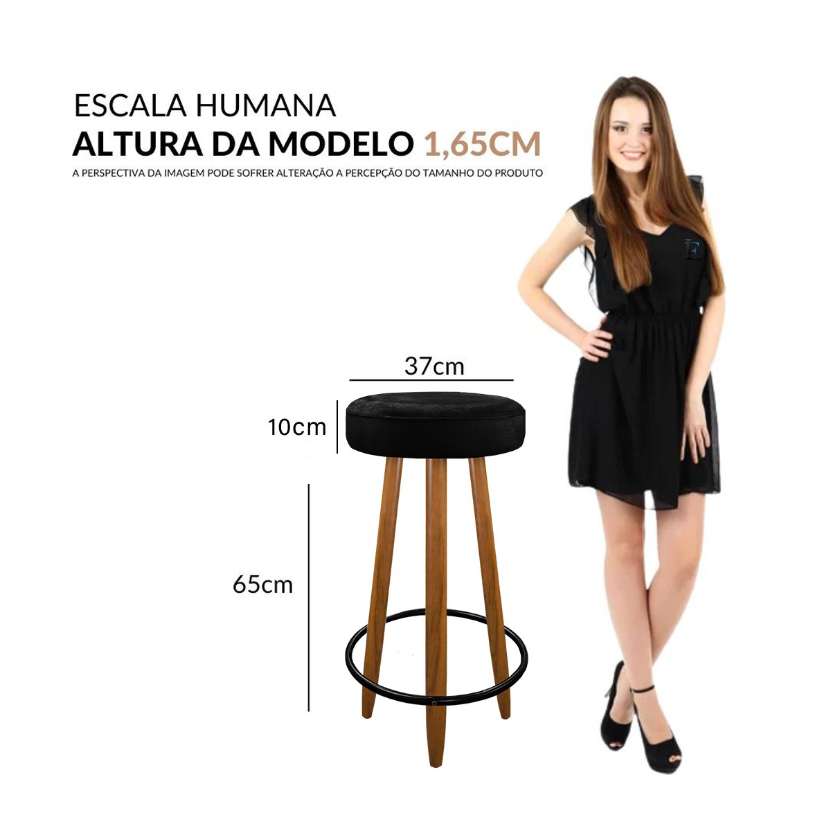 Kit com 2 Banqueta Alta Camila para Bancada Bar Cozinha Balcão Bistro Pés Palito Madeira Preto - 4