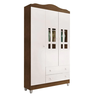 Guarda Roupa 3 Portas com Gavetas Ariel Carolina Baby Branco Fosco/Amadeirado - 1