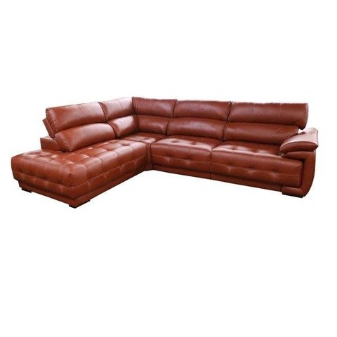 Sofá Retrátil e Reclinável de Couro Filipinas Canto com Chaise Esquerda 1,26m - Conhaque com