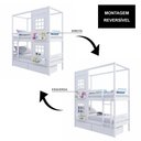 Ver imagem 4 de Beliche Infantil Casinha Reta com 02 Janelas e 02 Gavetas Madeira Maciça Branco Megamobilia