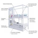 Ver imagem 3 de Beliche Infantil Casinha Reta com 02 Janelas e 02 Gavetas Madeira Maciça Branco Megamobilia