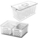 Ver imagem 1 de Kit 2 Organizadores de Geladeira 6,7l 5 Cestos Escorredores Coza Dry Vegetais Frutas