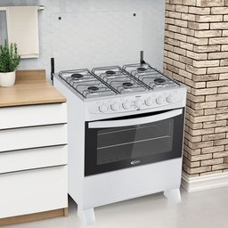 Fogão a Gás Clarice Delicato 6 Bocas Manual Forno 83 Litros Branco - 2 Fogão a Gás Clarice Delicato 6 Bocas Manual Forno 83 Litros Branco - 2