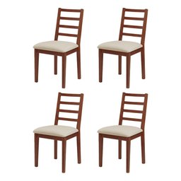 Conjunto de Jantar Mesa Tock 80cm com 4 Cadeiras Aline Linho Creme - Imbuia - 2