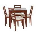 Ver imagem 1 de Conjunto de Jantar Mesa Tock 80cm com 4 Cadeiras Aline Linho Creme - Imbuia