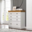 Ver imagem 1 de Cômoda England em MDF 89,8x92,5cm com 4 Gavetas Branco/Freijó ENG44
