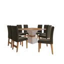 Ver imagem 2 de Mesa Quadrada Sala De Jantar com 8 Cadeiras Off White/Cedro Mônaco Dobuê 80x136