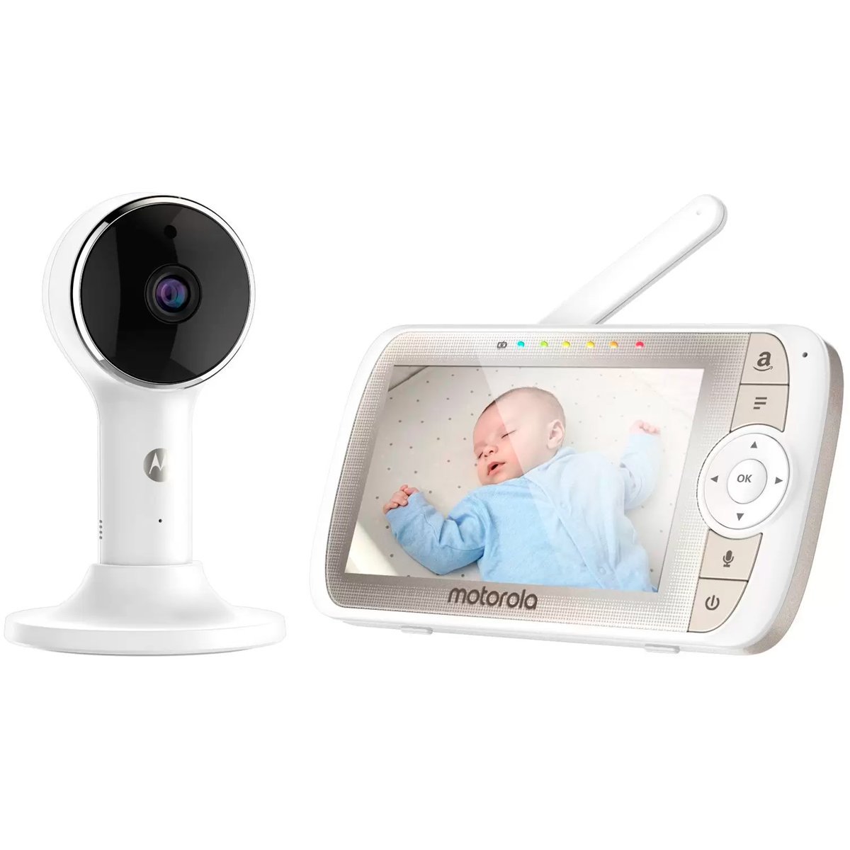 Babá Eletrônica Com Microfone Som Visão Noturna Toca Música Visor 5 Polegadas C/ Aplicativo