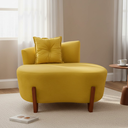 Ver imagem 1 de Namoradeira Sofá Feijão Luna 100cm Orgânica Couro Amarelo