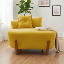 Ver imagem 2 de Namoradeira Sofá Feijão Luna 100cm Orgânica Couro Amarelo