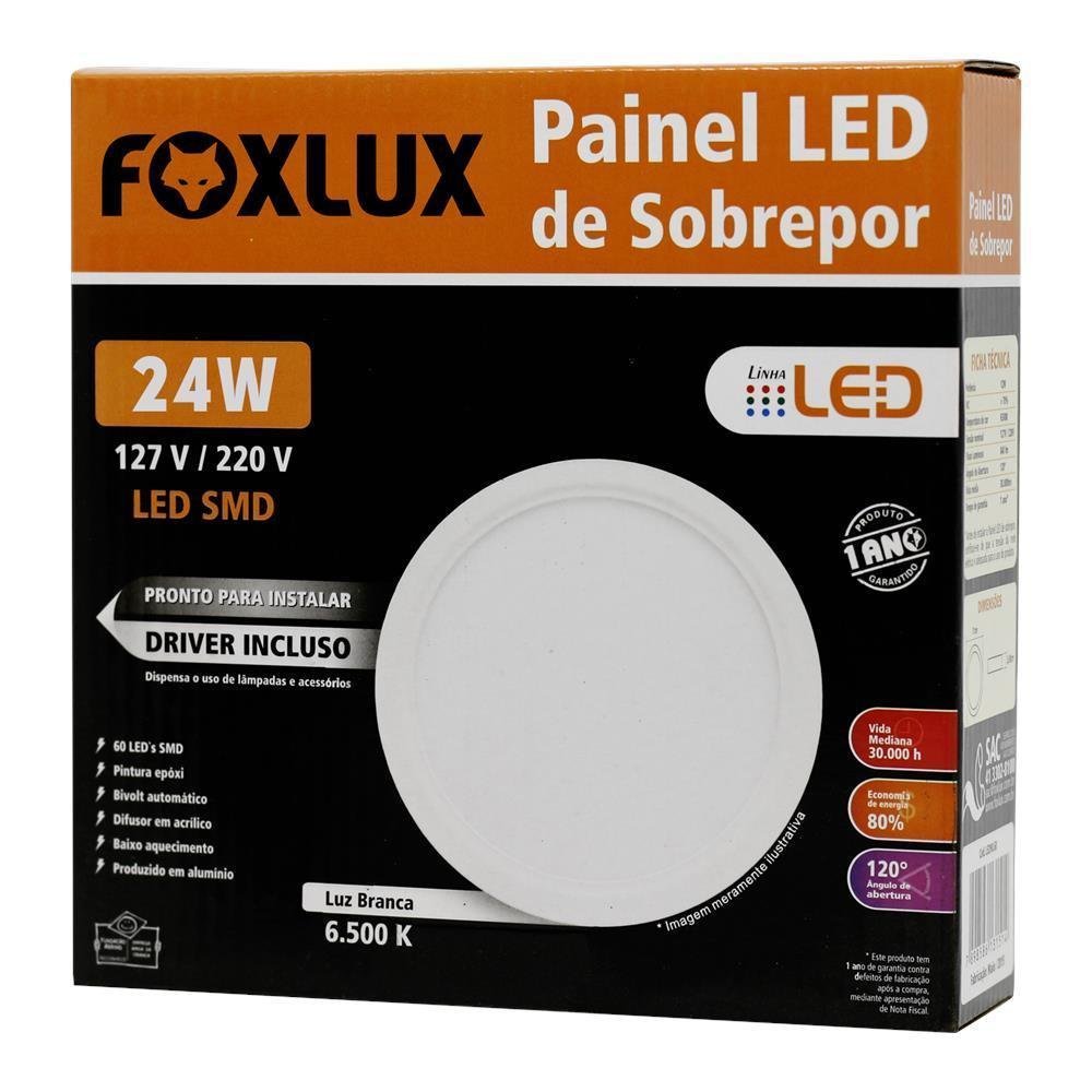 Painel de LED Downlight Redondo de Sobrepor 24W Luz Branca 6500K Bivolt – Foxlux - 4