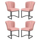 Ver imagem 2 de Kit 4 Cadeiras Jantar Flor Mesa Cozinha Reforçada Base Metal Preta Cor:rosa