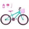 Bicicleta Aro 24 Aero + Kit Passeio Cor Verde Água e Pink - 1