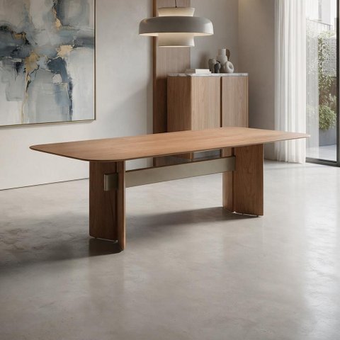 Mesa de Jantar 10 Lugares Retangular Orgânico 270cm Serenity B05 Amêndoa Cinamomo - Lyam Decor