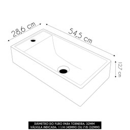 Cuba Pia de Apoio para Banheiro Retangular 54cm Alva C08 Branco - Mpozenato - 4