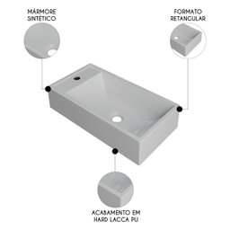 Cuba Pia de Apoio para Banheiro Retangular 54cm Alva C08 Branco - Mpozenato - 3