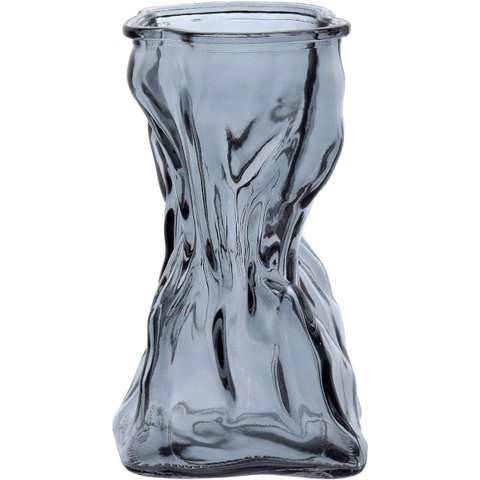 Vaso Decorativo de Vidro Fumê 17x7x9cm Enfeite Sala Mesa Estante Aparador Flores