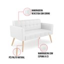 Ver imagem 6 de Kit 1 Sofá Namoradeira e 1 Poltrona Elisa Corino Branco Pés Palito Natural - D’Rossi Sofá Nam