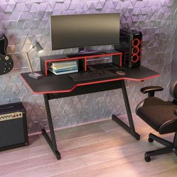 Mesa Computador Gamer 136cm Kappesberg L100 Preta e Vermelha - 1