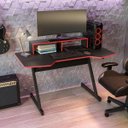 Ver imagem 1 de Mesa Computador Gamer 136cm Kappesberg L100 Preta e Vermelha