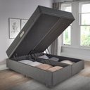 Ver imagem 3 de Cama Baú Casal 138x188 Bipartido Linho Cinza com Dual Firm Espuma Ecoflex