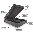 Ver imagem 4 de Cama Baú Casal 138x188 Bipartido Linho Cinza com Dual Firm Espuma Ecoflex