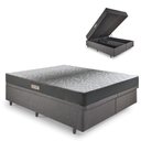 Ver imagem 1 de Cama Baú Casal 138x188 Bipartido Linho Cinza com Dual Firm Espuma Ecoflex