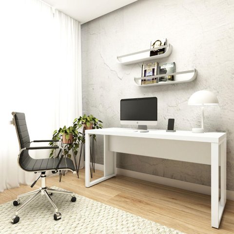 Mesa Escrivaninha P/ Estudos Pé Metal 150cm X 60cm F5 Office